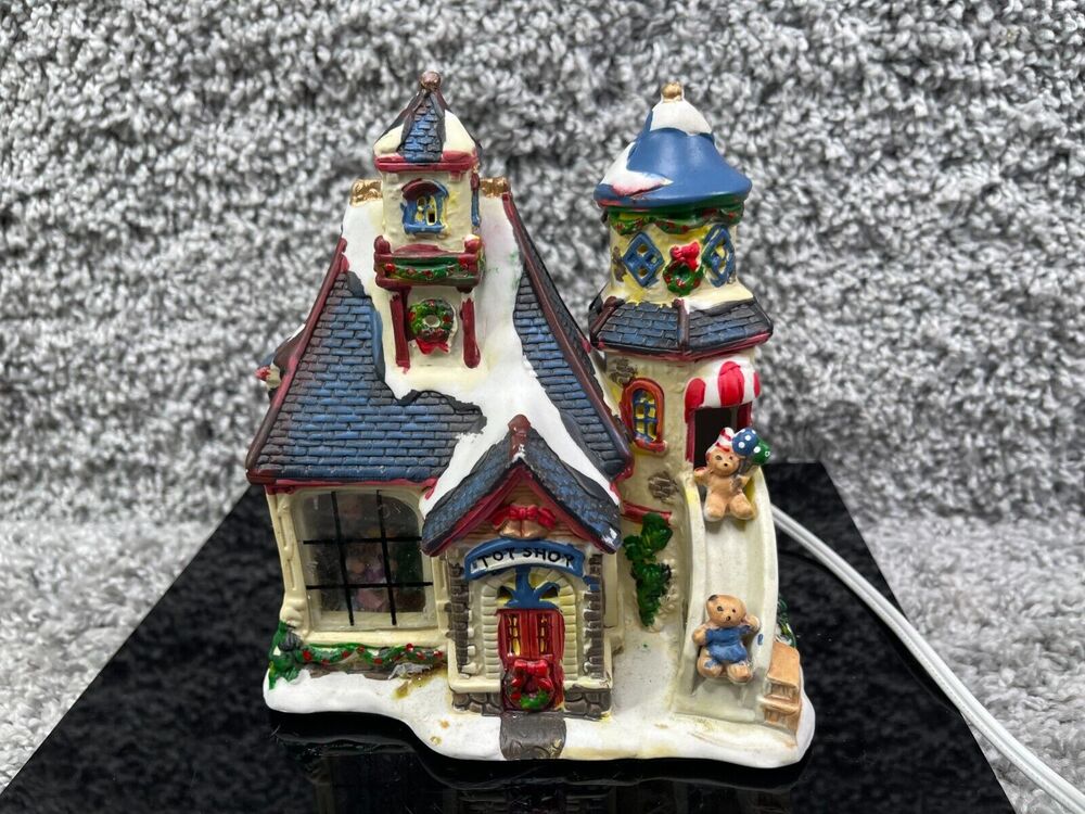 Christmas Winter Victiorian Series Lighted Building Toy Shop Power Cord 6"X6.5"